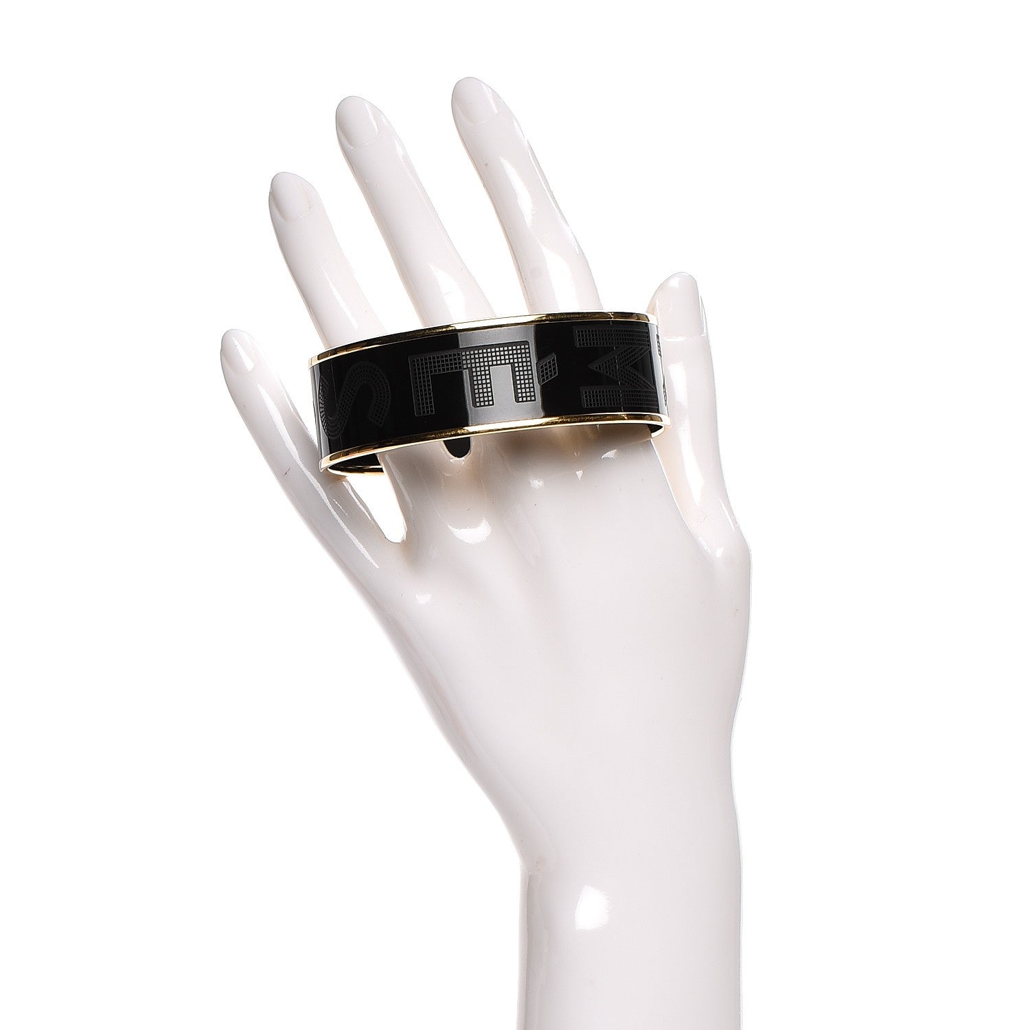 Hermes Enamel Wide Printed Sellier Bracelet 70 Black 2 of 6