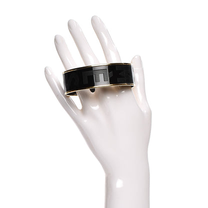Hermes Enamel Wide Printed Sellier Bracelet 70 Black 2 of 6