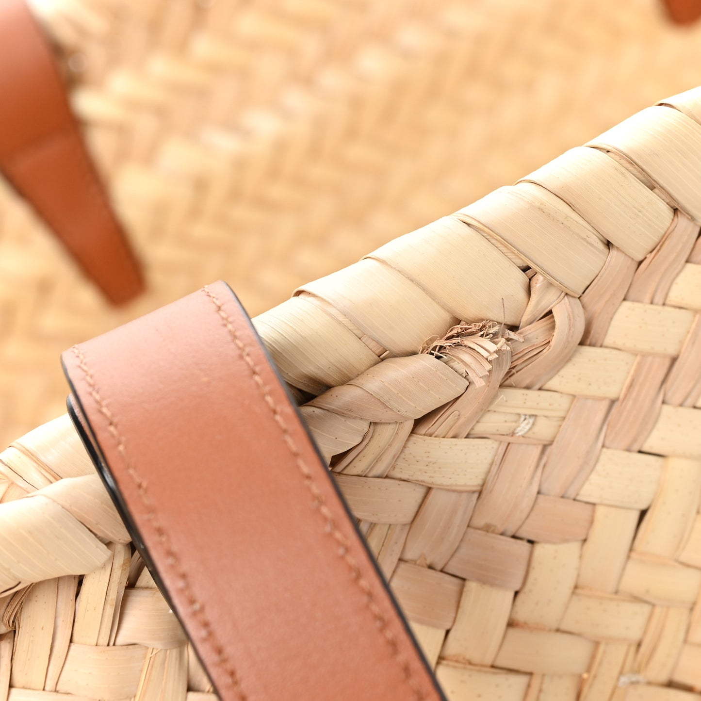 Raffia Calfskin Triomphe Medium Panier Tan