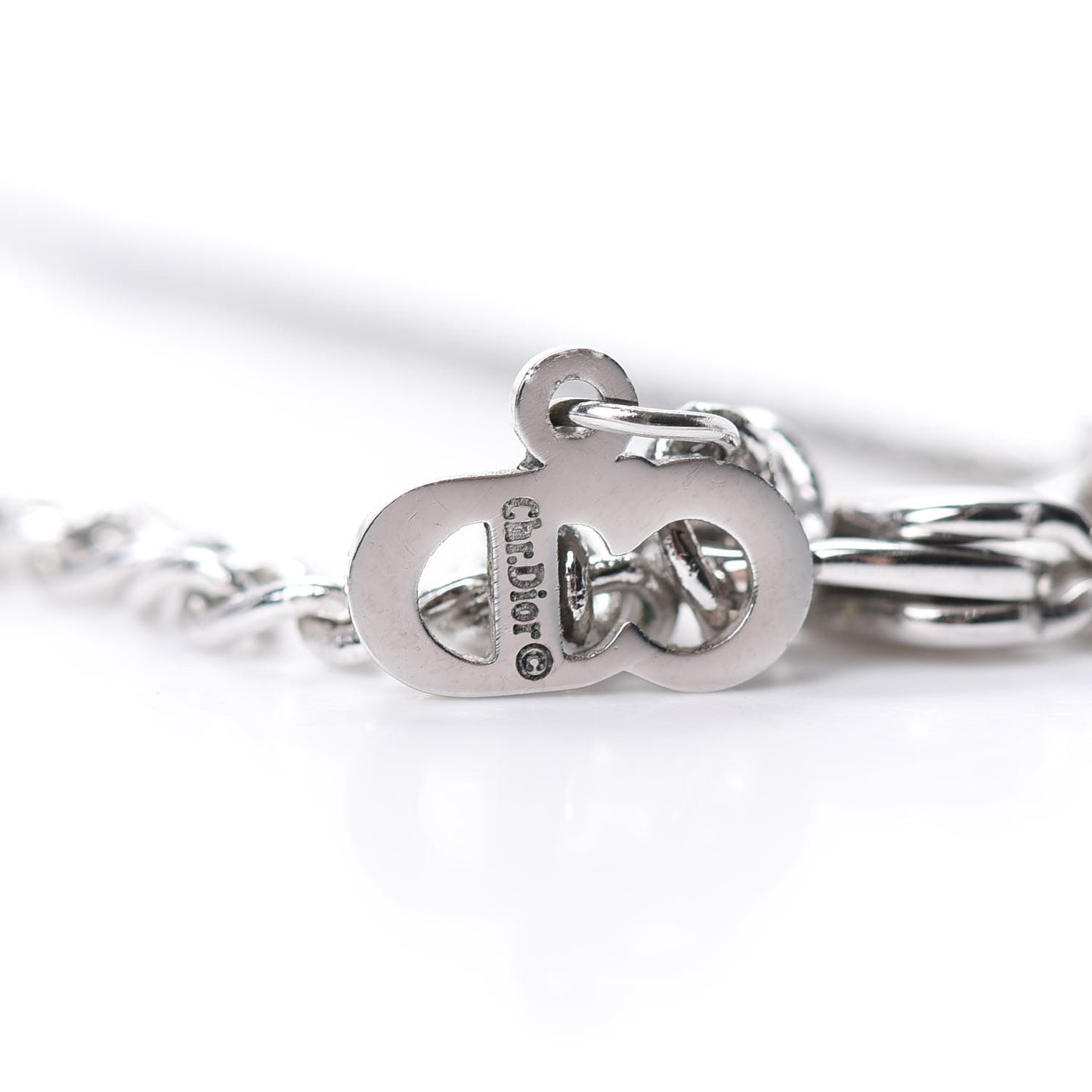 Enamel Logo Tag Short Necklace Silver Red