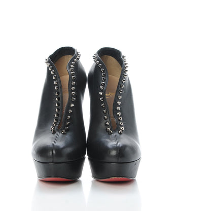 Christian Louboutin Calfskin Studded Miss Fast Plato 140 Platform Booties 39 Black 2 of 23