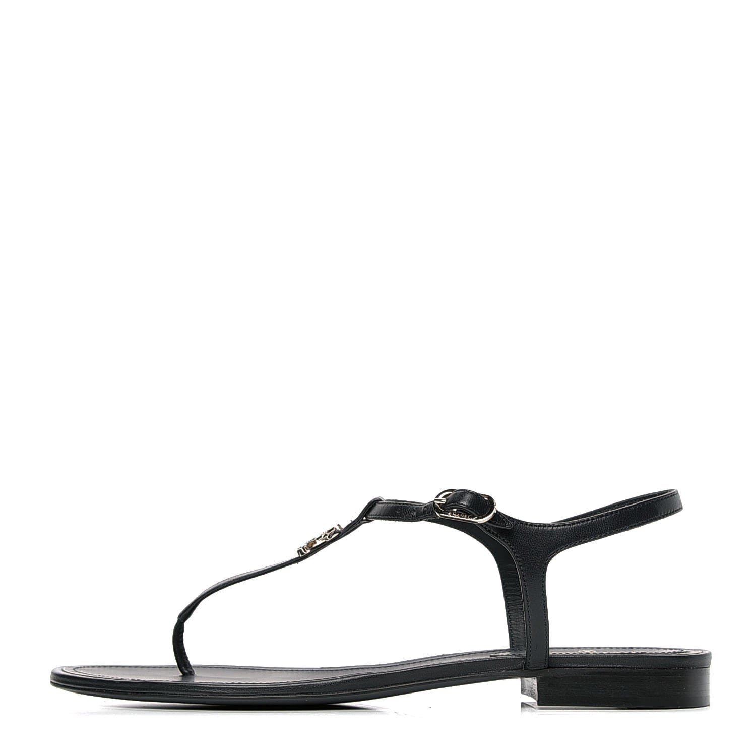 Chanel Lambskin Crystal CC Thong Sandals 41 Navy Blue 1 of 5