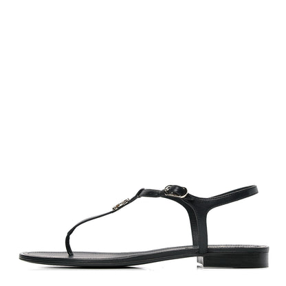 Chanel Lambskin Crystal CC Thong Sandals 41 Navy Blue 1 of 5