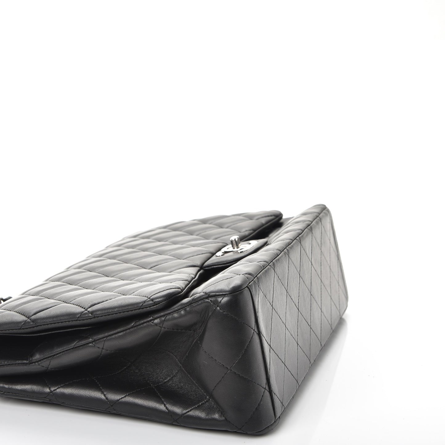 Lambskin Quilted Maxi Double Flap Black