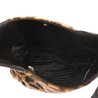 Prada Calf Hair Leopard Print Hobo Miele Moro 5 of 14