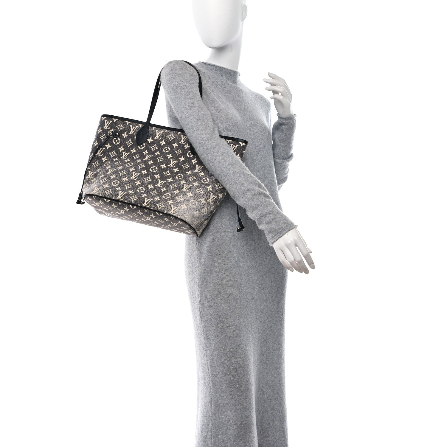 Louis Vuitton Denim Monogram Jacquard Neverfull MM Grey 2 of 8