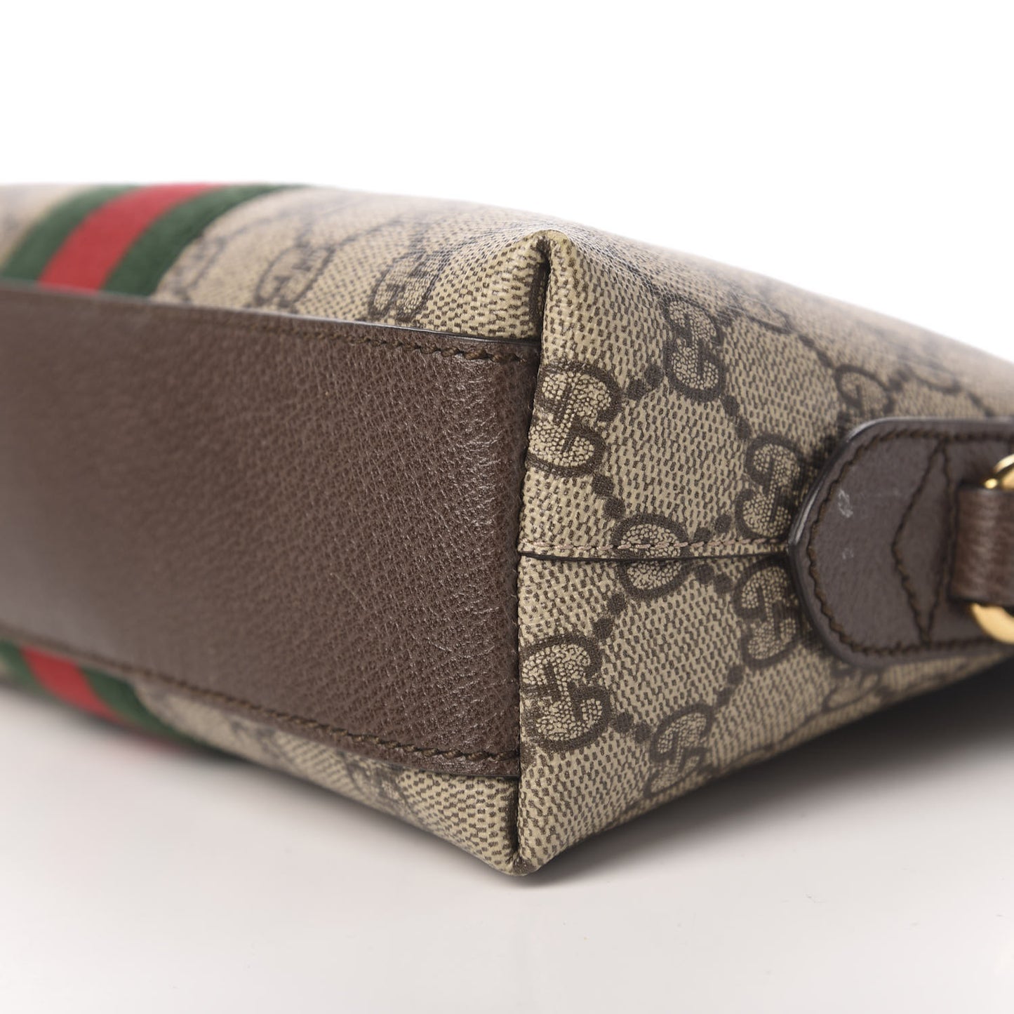 GG Supreme Monogram Textured Dollar Calfskin Web Small Ophidia Dome Shoulder Bag Beige Ebony New Acero