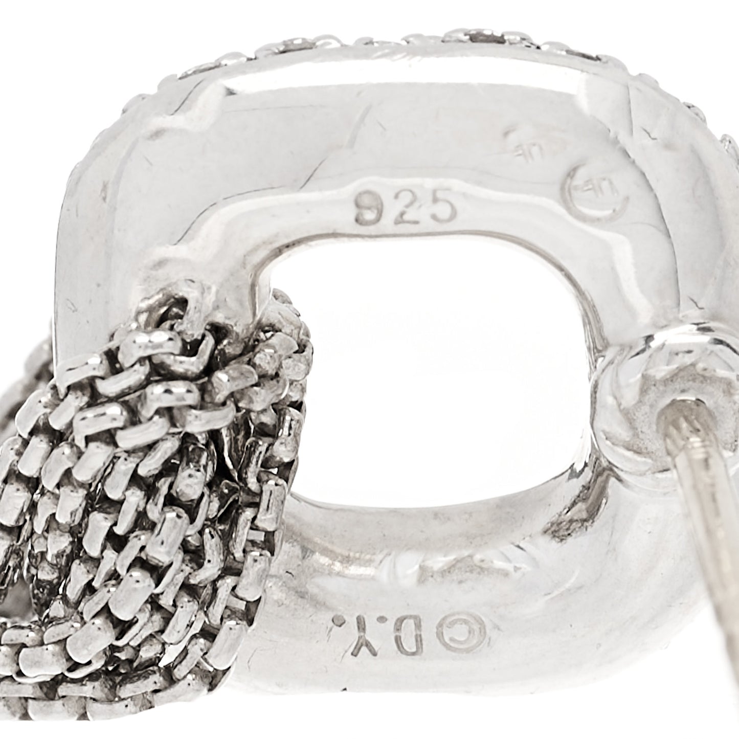 Sterling Silver Pave Diamond Lariat Waterfall Earrings