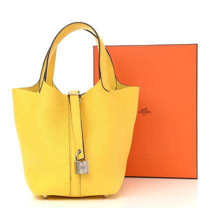 Hermes Taurillon Clemence Picotin Lock 18 PM Jaune De Naples 13 of 19