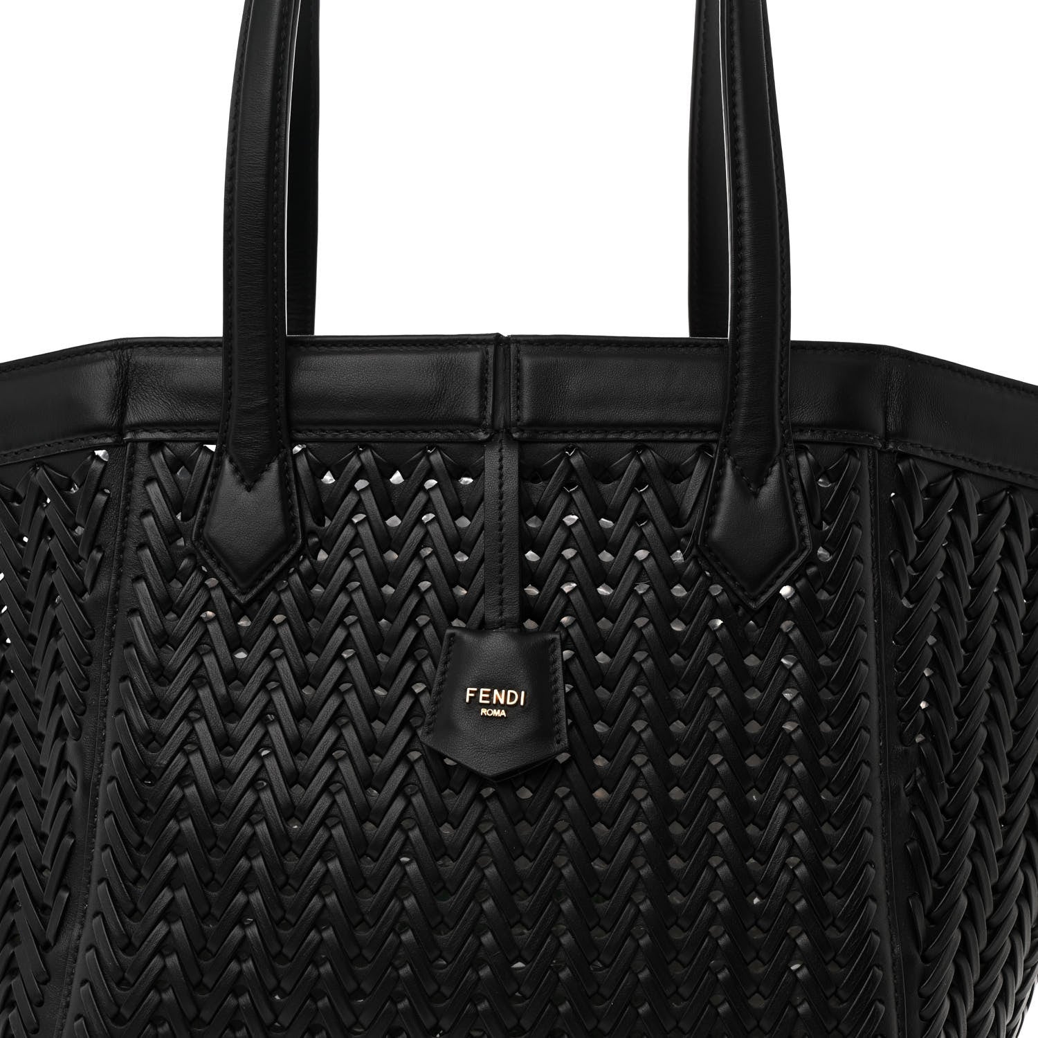Fendi Vitello Grace Woven Medium Fendi Origami Black 9 of 12