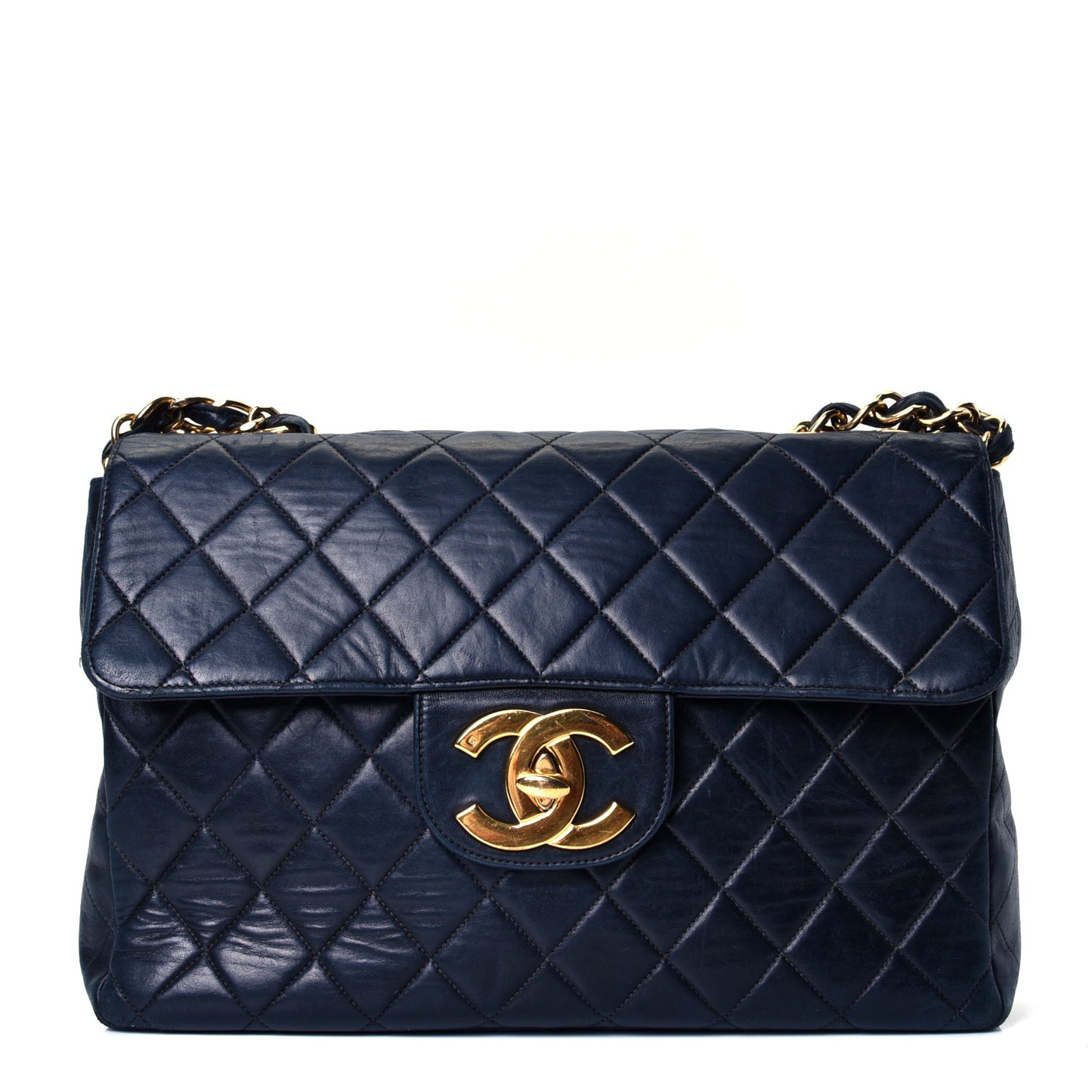 Lambskin Quilted Jumbo Single Flap Black