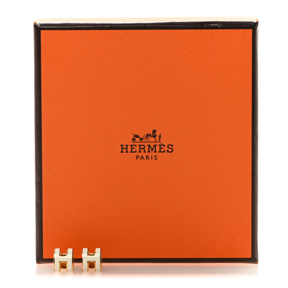 Hermes Gold Lacquered Mini Pop H Earrings White 5 of 5