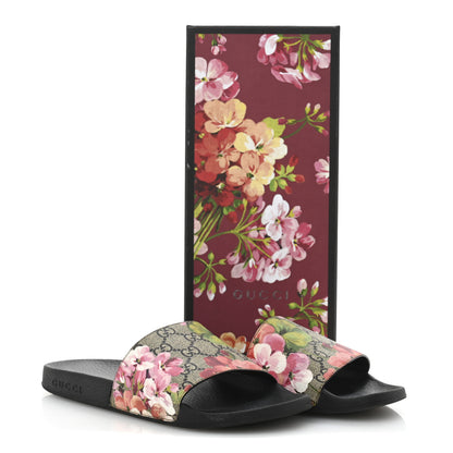 Gucci GG Supreme Monogram Blooms Slide Sandals 38 Beige Multicolor 10 of 10