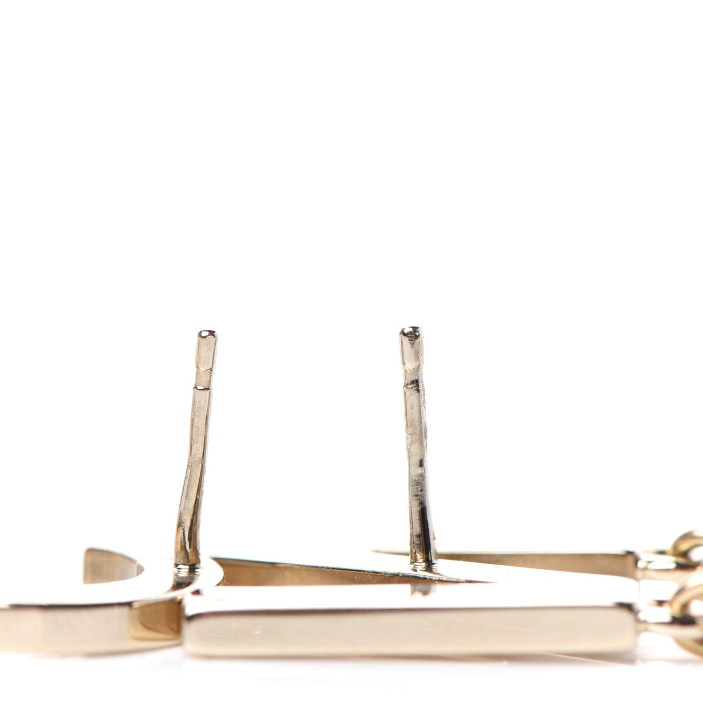 Metal Cha-Nel Logo Drop Earrings Gold