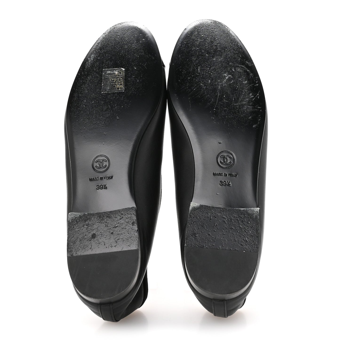 Lambskin Patent Cap Toe Ballerina Flats 39.5 Black