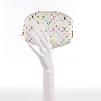 Louis Vuitton Monogram Multicolor Cosmetic Pouch White Litchi 2 of 13