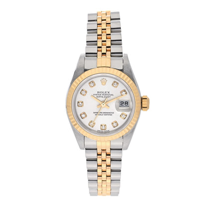 Rolex Stainless Steel 18K Yellow Gold Diamond 26mm Oyster Perpetual Datejust Watch White 79173 1 of 4