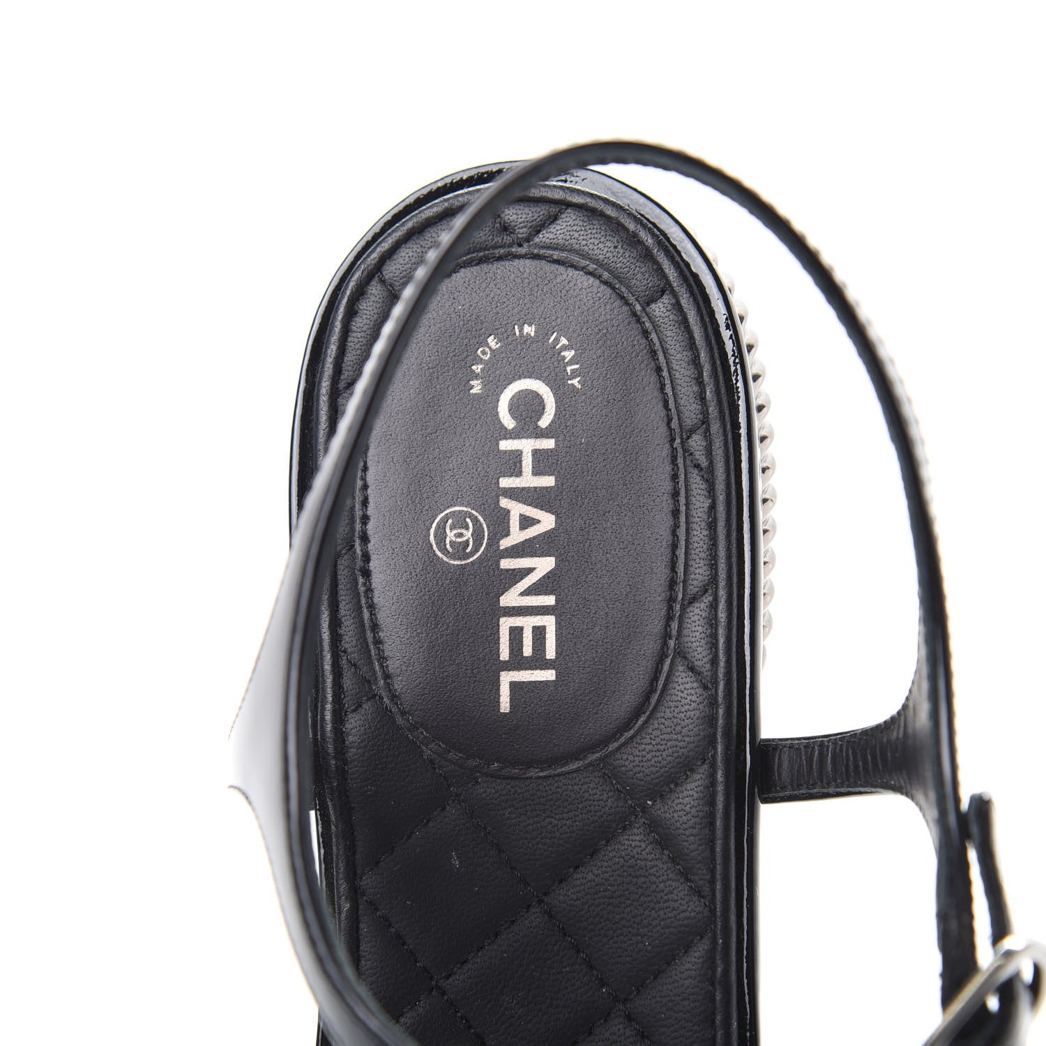 Chanel Patent Bead Chain Thong Sandals 39.5 Black 7 of 11