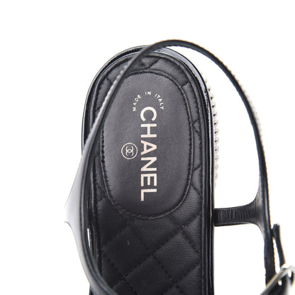 Chanel Patent Bead Chain Thong Sandals 39.5 Black 7 of 11