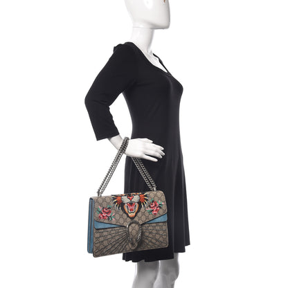 Gucci GG Supreme Monogram Angry Cat Embroidered Medium Dionysus Shoulder Bag Beige Ultramarine 2 of 9