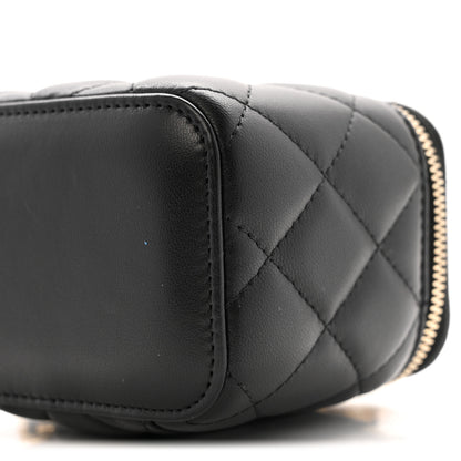 Chanel Lambskin Quilted Mini Pearl Crush Vanity Case With Chain Black 10 of 11