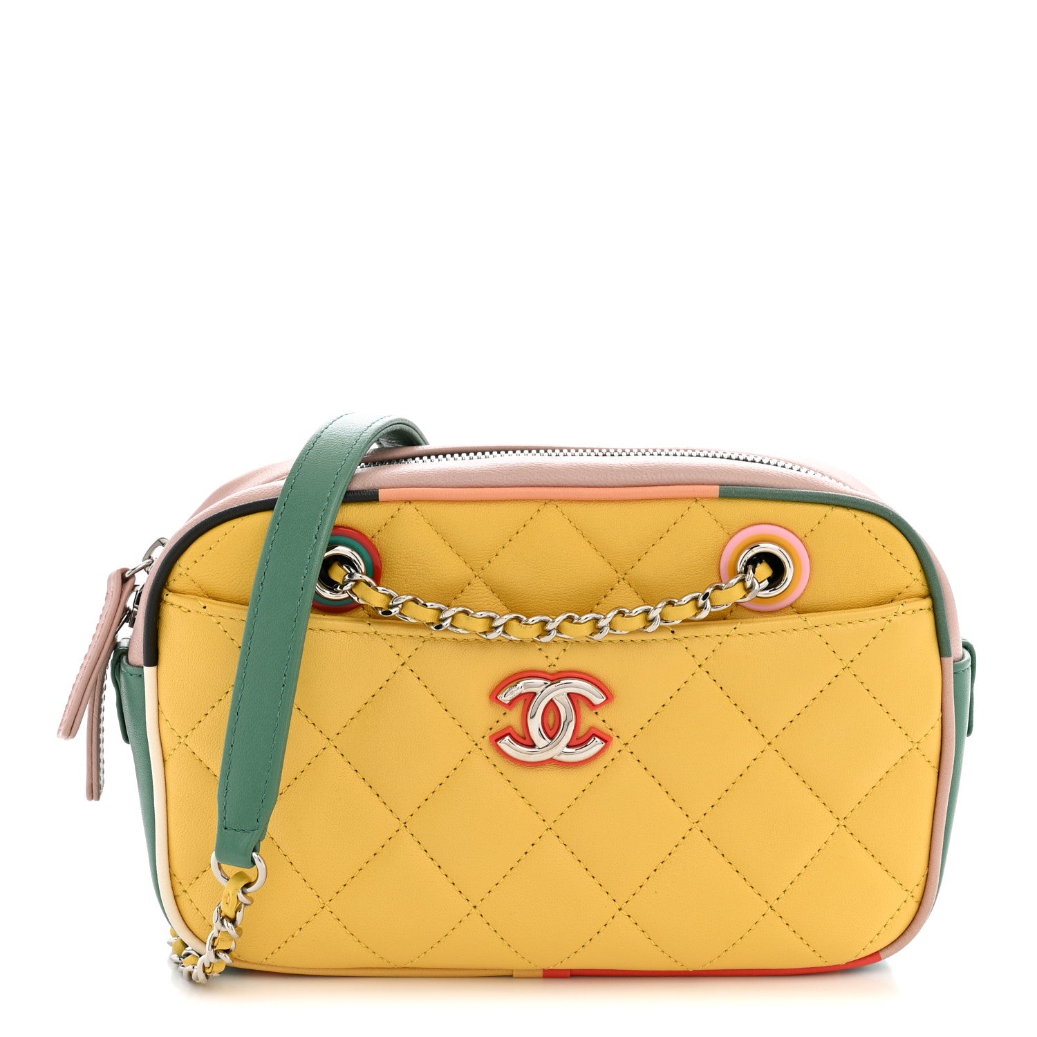 Chanel Calfskin Quilted Cuba Camera Bag Yellow Multicolor 1 of 10