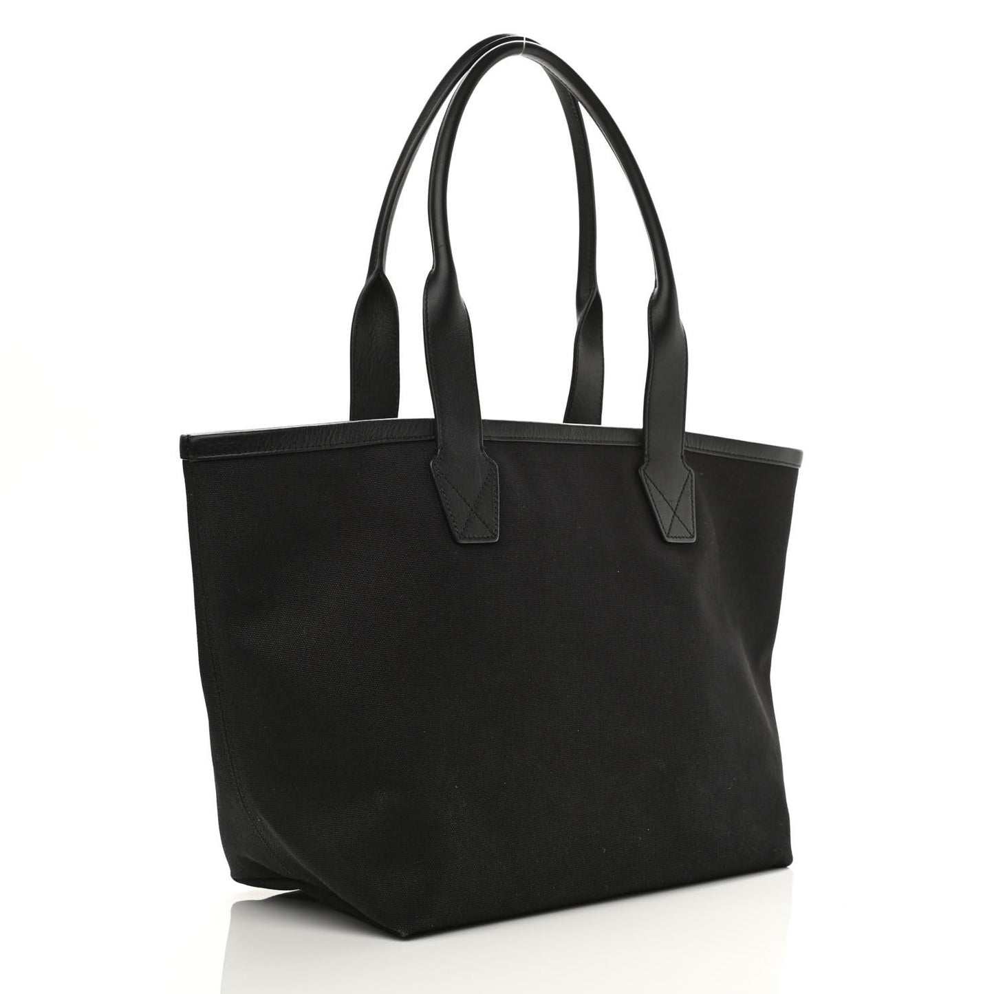 Cotton Canvas Calfskin Cities Paris Jumbo Small Tote Bag Black White
