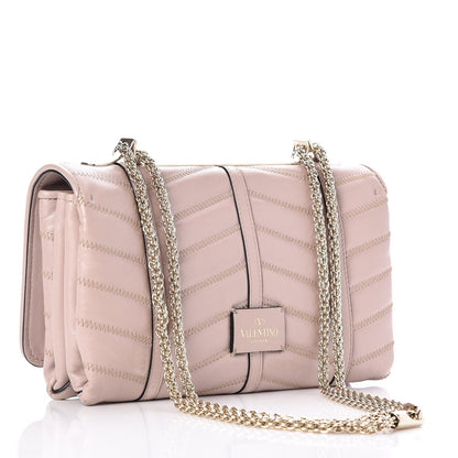 Valentino Garavani Lambskin Chevron Quilted Rockstud Shoulder Bag Poudre 4 of 9