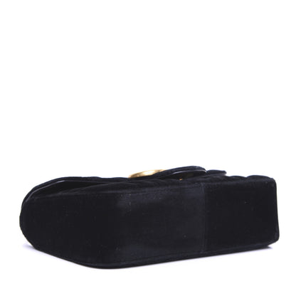 Gucci Velvet Matelasse Mini GG Marmont Shoulder Bag Black 4 of 14
