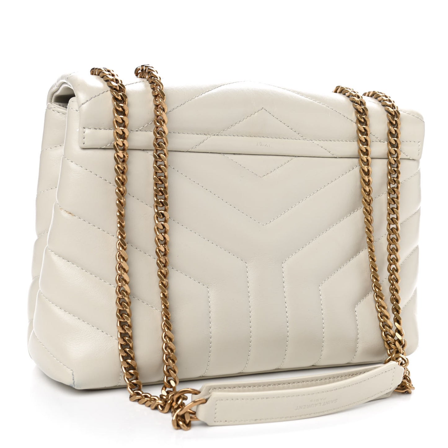 Calfskin Y Quilted Monogram Small Loulou Chain Satchel Crema Soft