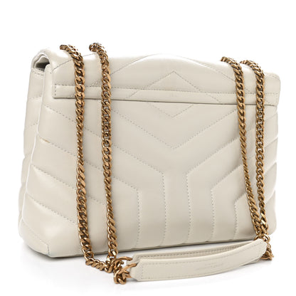 Saint Laurent Calfskin Y Quilted Monogram Small Loulou Chain Satchel Crema Soft 2 of 6