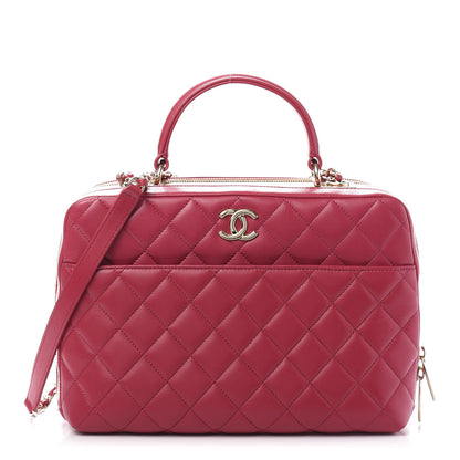 Chanel Lambskin Quilted Large Trendy CC Bowling Bag Dark Pink 1 of 9
