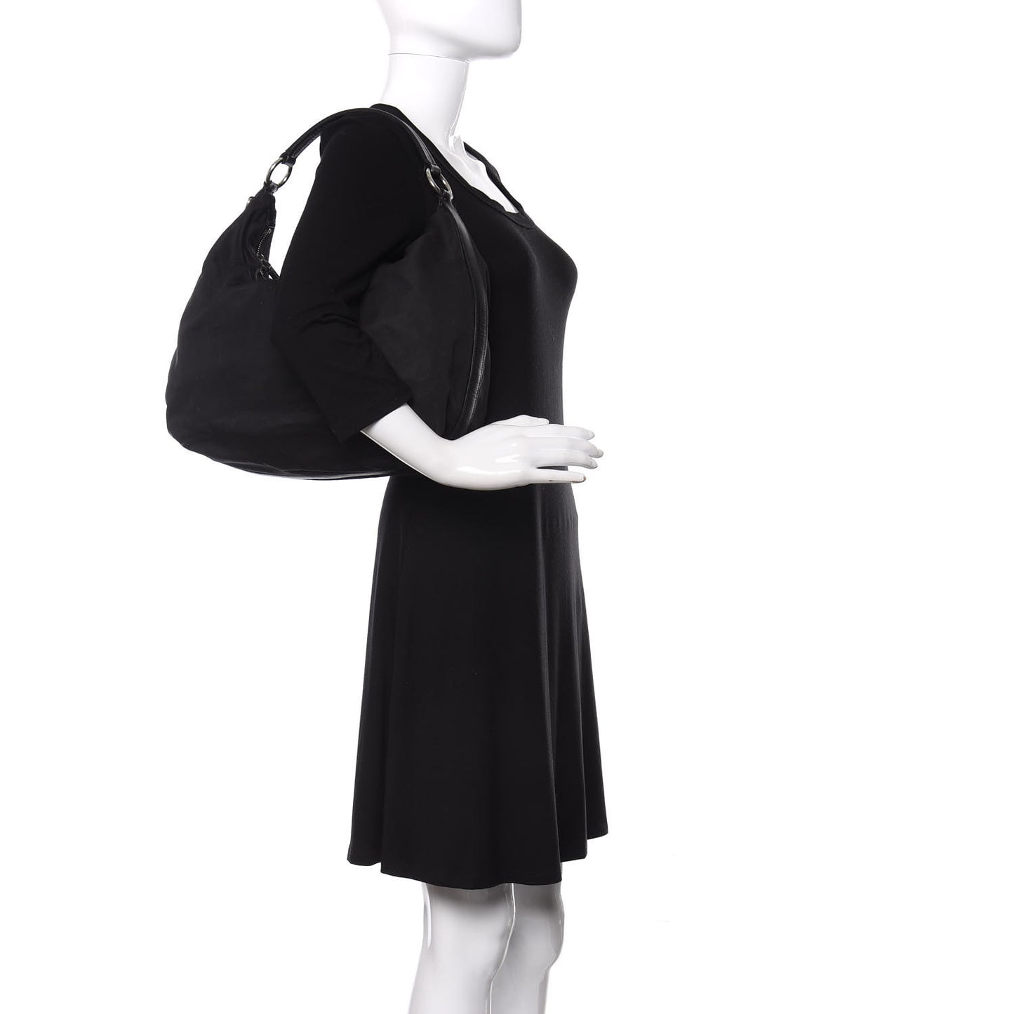 Tessuto Nylon Saffiano Hobo Black