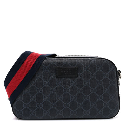 Gucci GG Supreme Monogram Web Shoulder Bag Black Grey 1 of 10