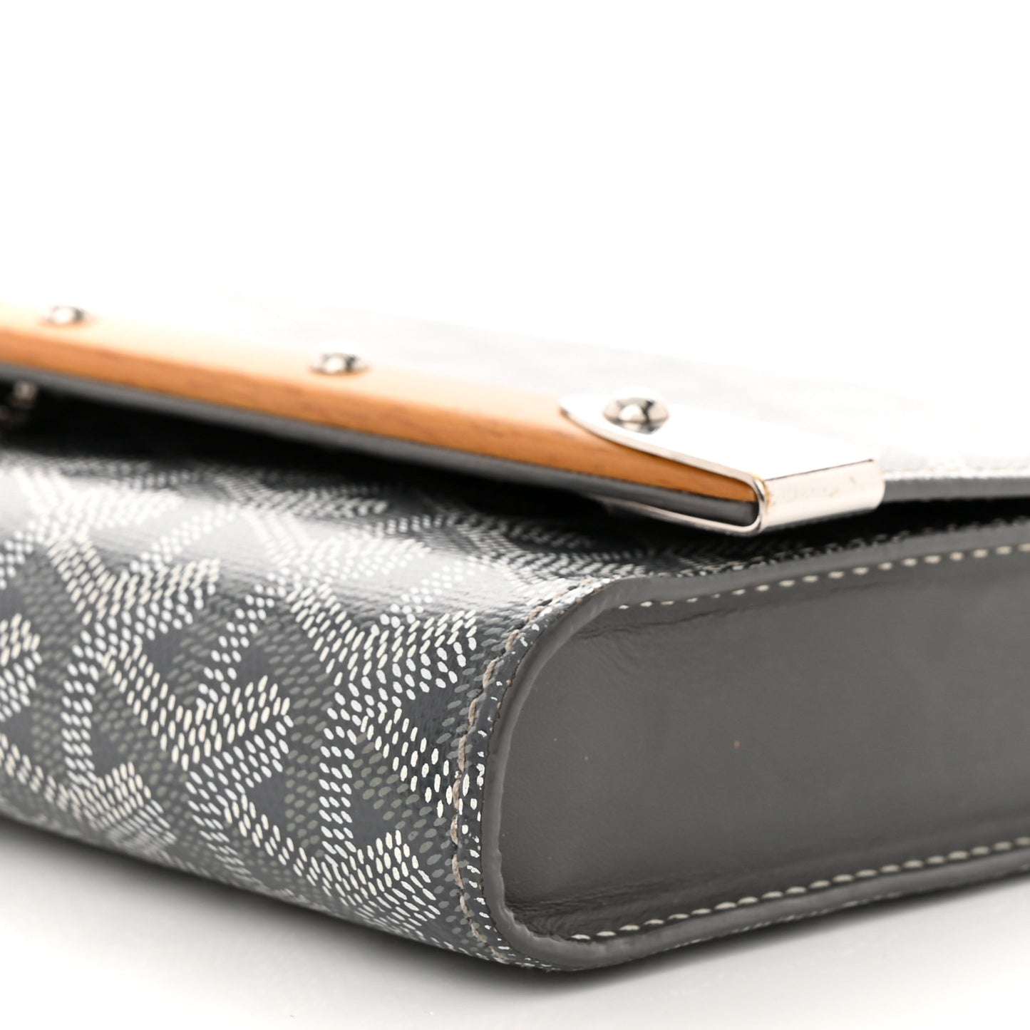 Goyardine Monte Carlo Bois Clutch With Strap Gray