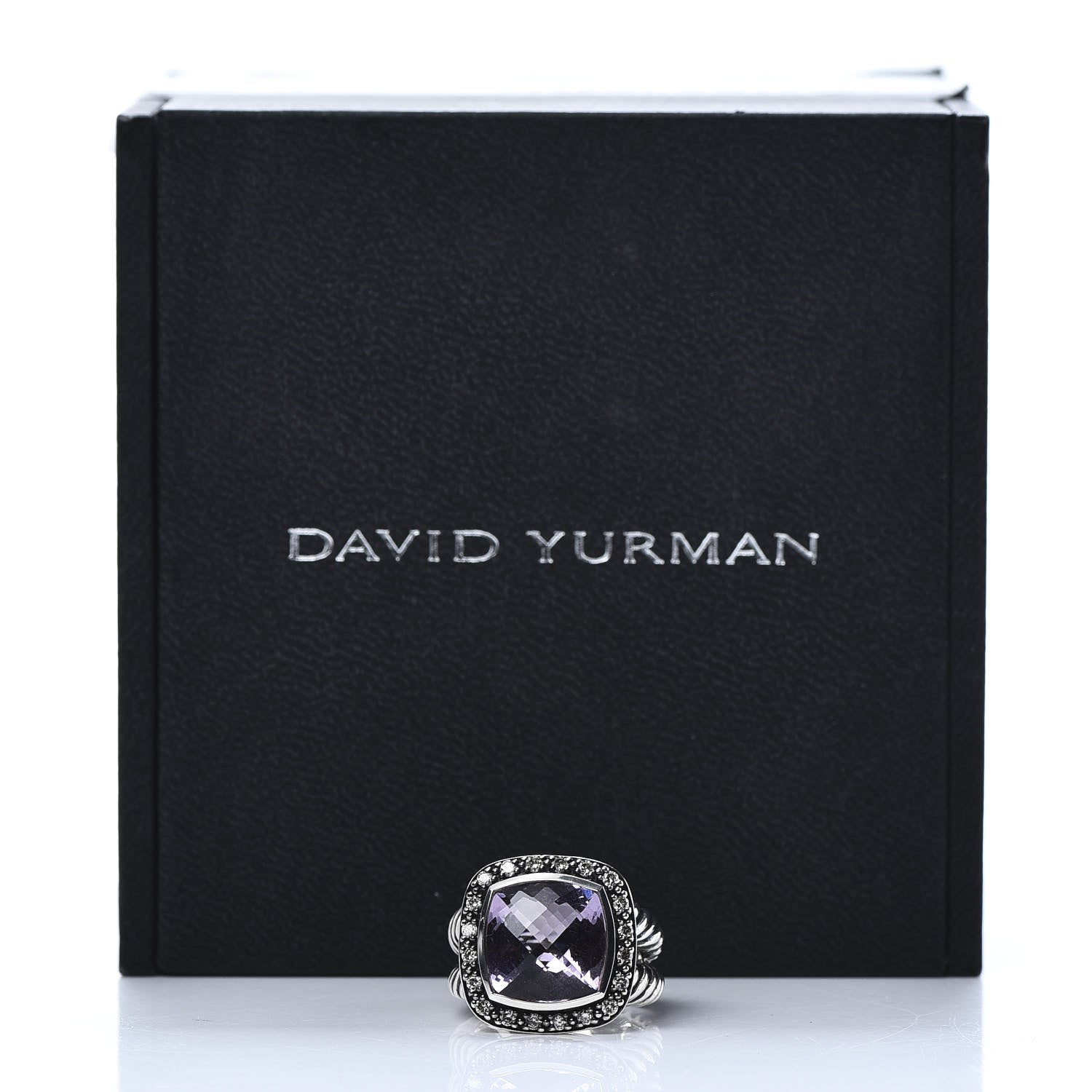 David Yurman Sterling Silver Diamond Amethyst 11mm Albion Ring 49 5 6 of 6