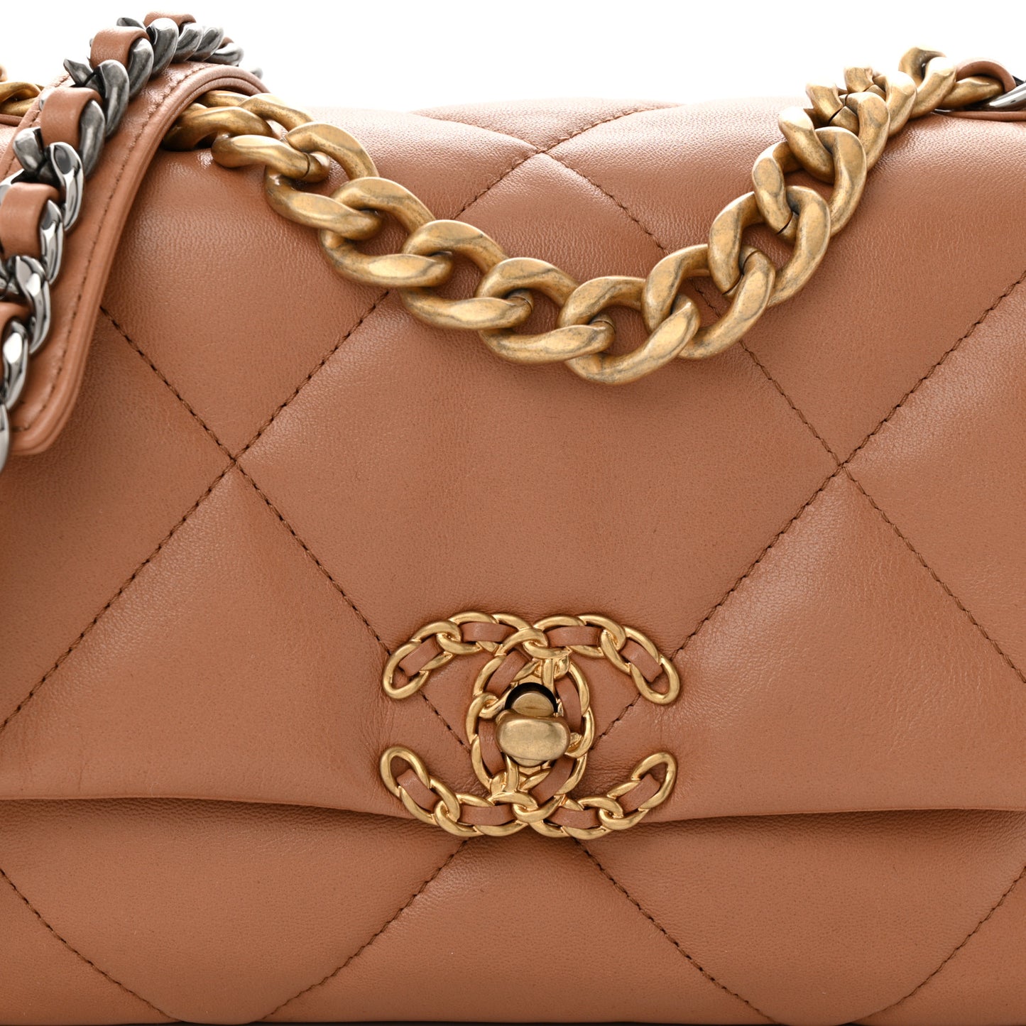 Lambskin Quilted Medium Chanel 19 Flap Brown