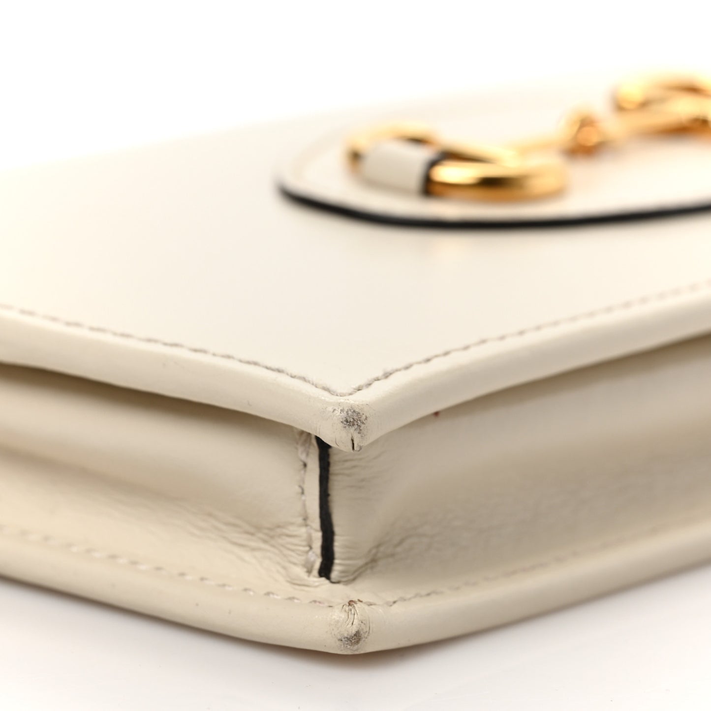 Boarded Plutone Calfskin Horsebit 1955 Wallet On Chain Mystic White