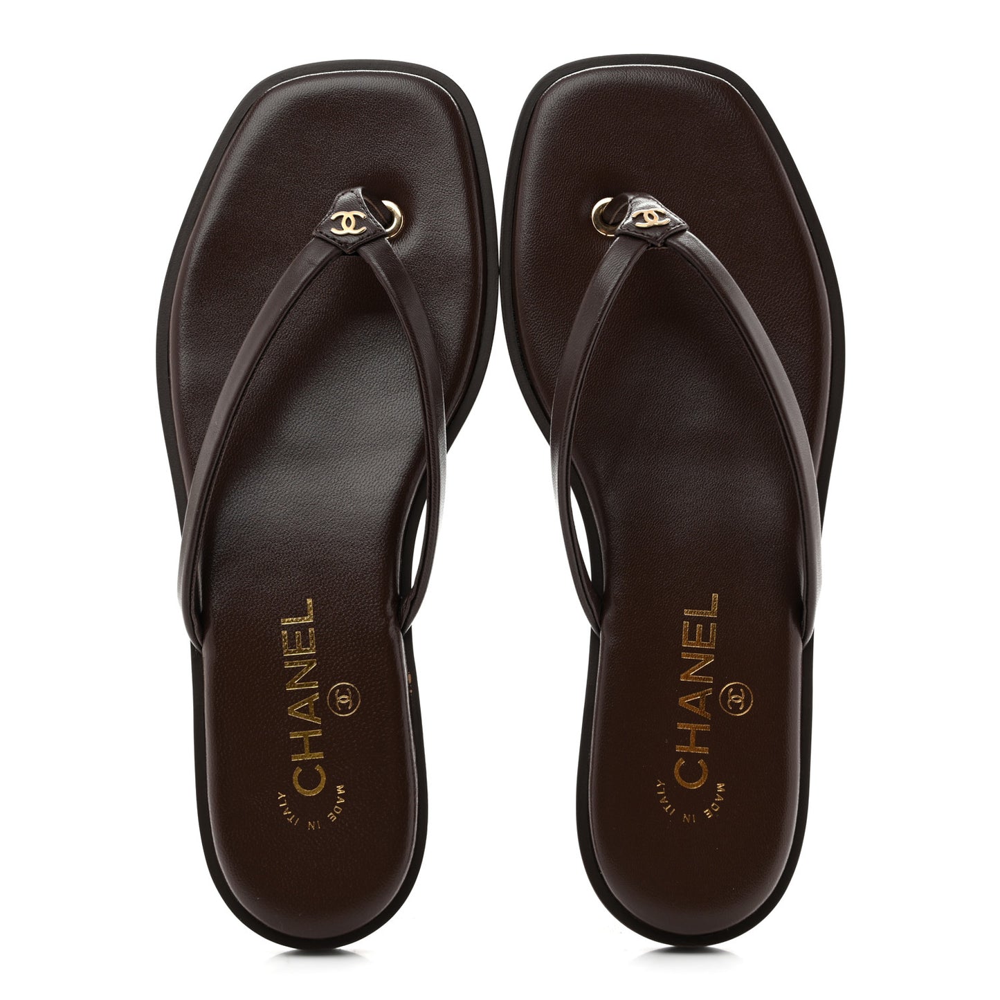 Goatskin Times Square Thong Sandals 39 Brown