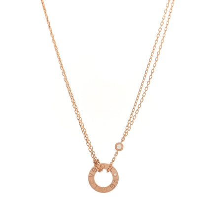 Cartier 18K Pink Gold 2 Diamond LOVE Necklace 1 of 4
