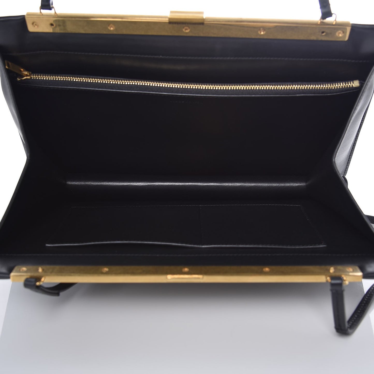 Smooth Calfskin Medium Clasp Shoulder Bag Black