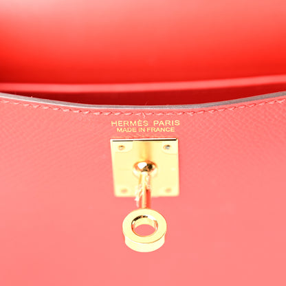 Hermes Epsom Mini Kelly Sellier 20 Rouge de Coeur 6 of 10