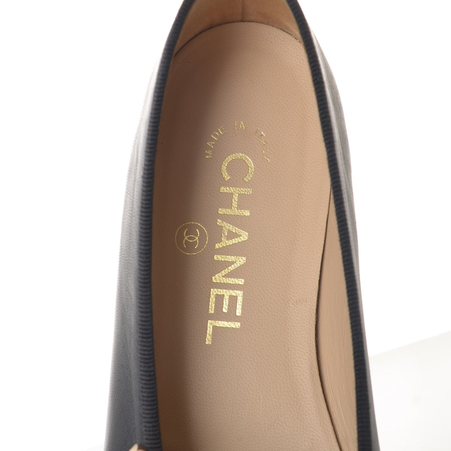 Lambskin Patent CC Cap Toe Ballerina Flats 36 Black