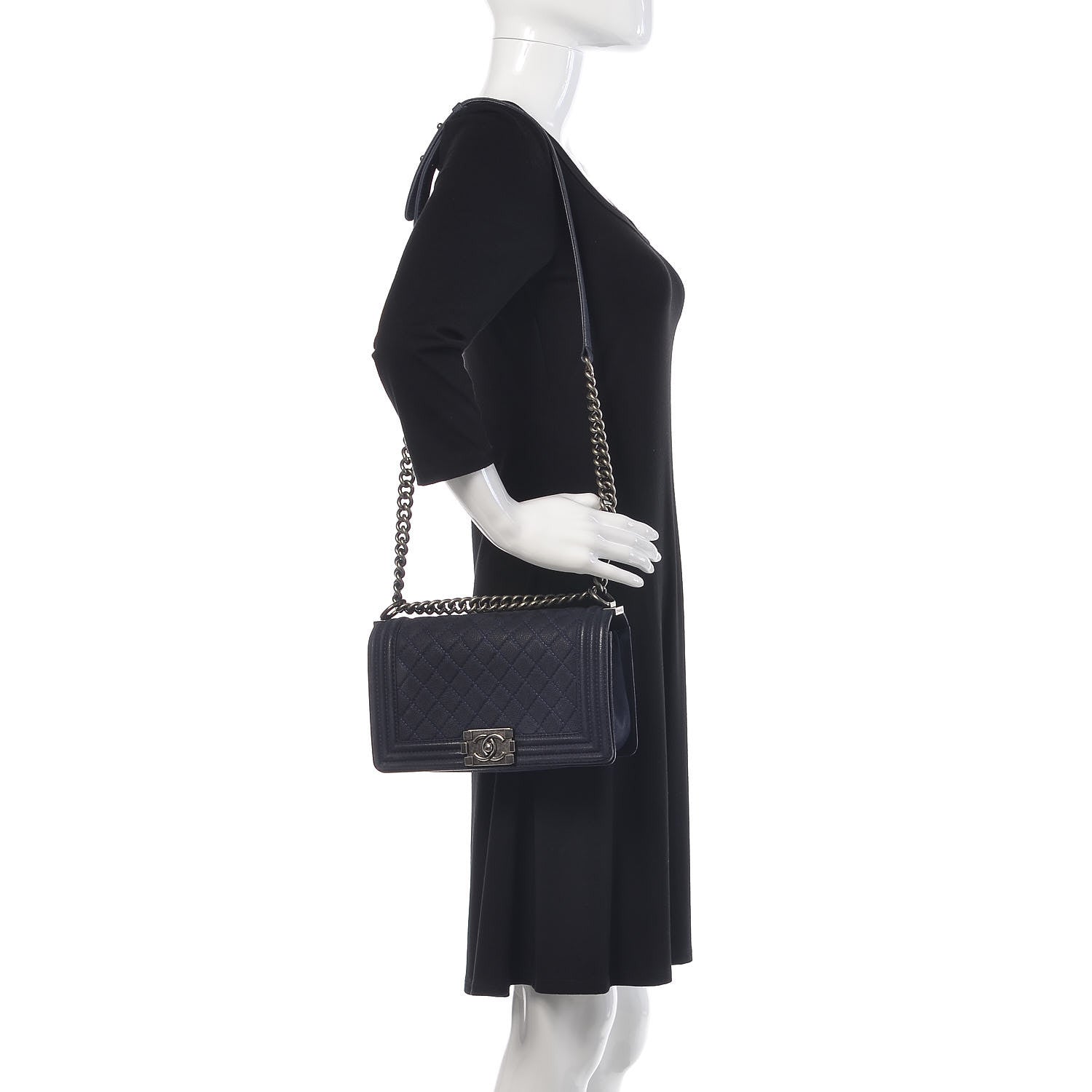 Chanel Iridescent Caviar Quilted Medium Boy Flap Navy 2 of 17