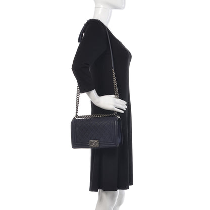 Chanel Iridescent Caviar Quilted Medium Boy Flap Navy 2 of 17