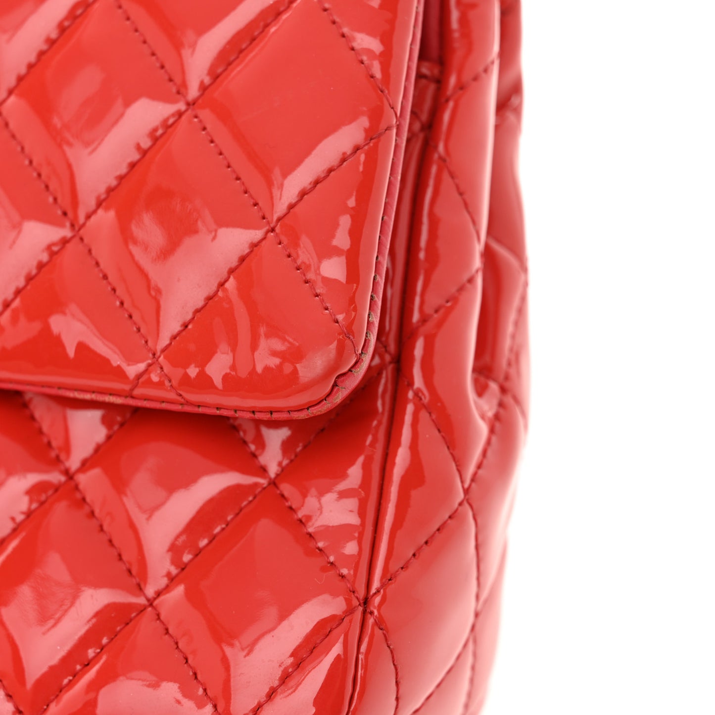 Patent Quilted Medium Double Flap Fuchsia