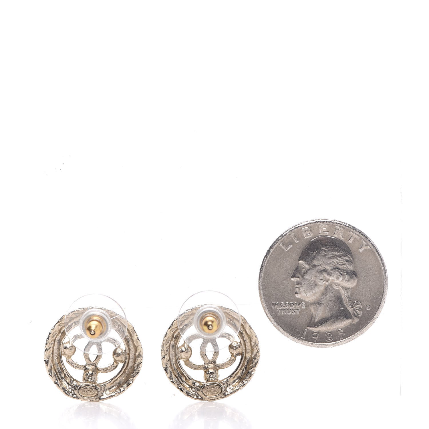 Chanel Pearl CC Round Rope Earrings Gold 2 of 4