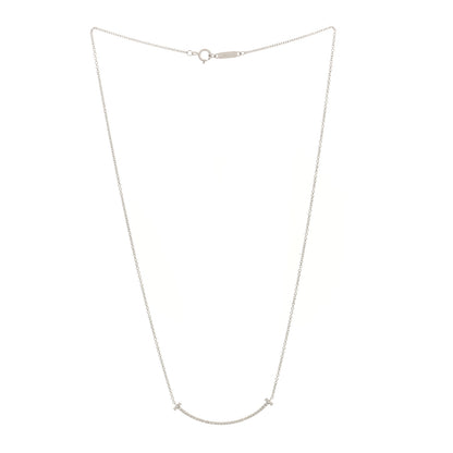 Tiffany 18K White Gold Diamond Small T Smile Pendant Necklace 3 of 4