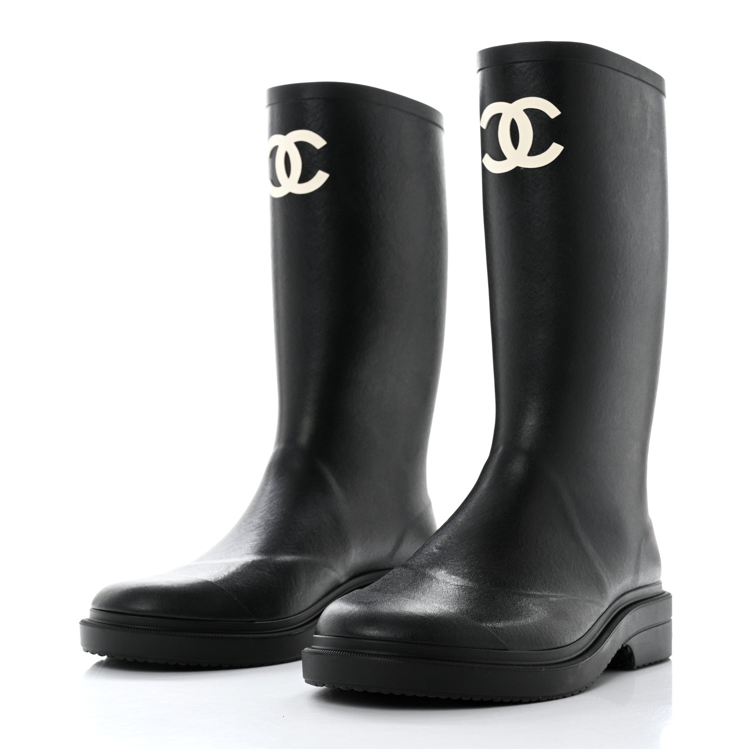 Chanel Caoutchouk CC High Boots 41 Black 3 of 8