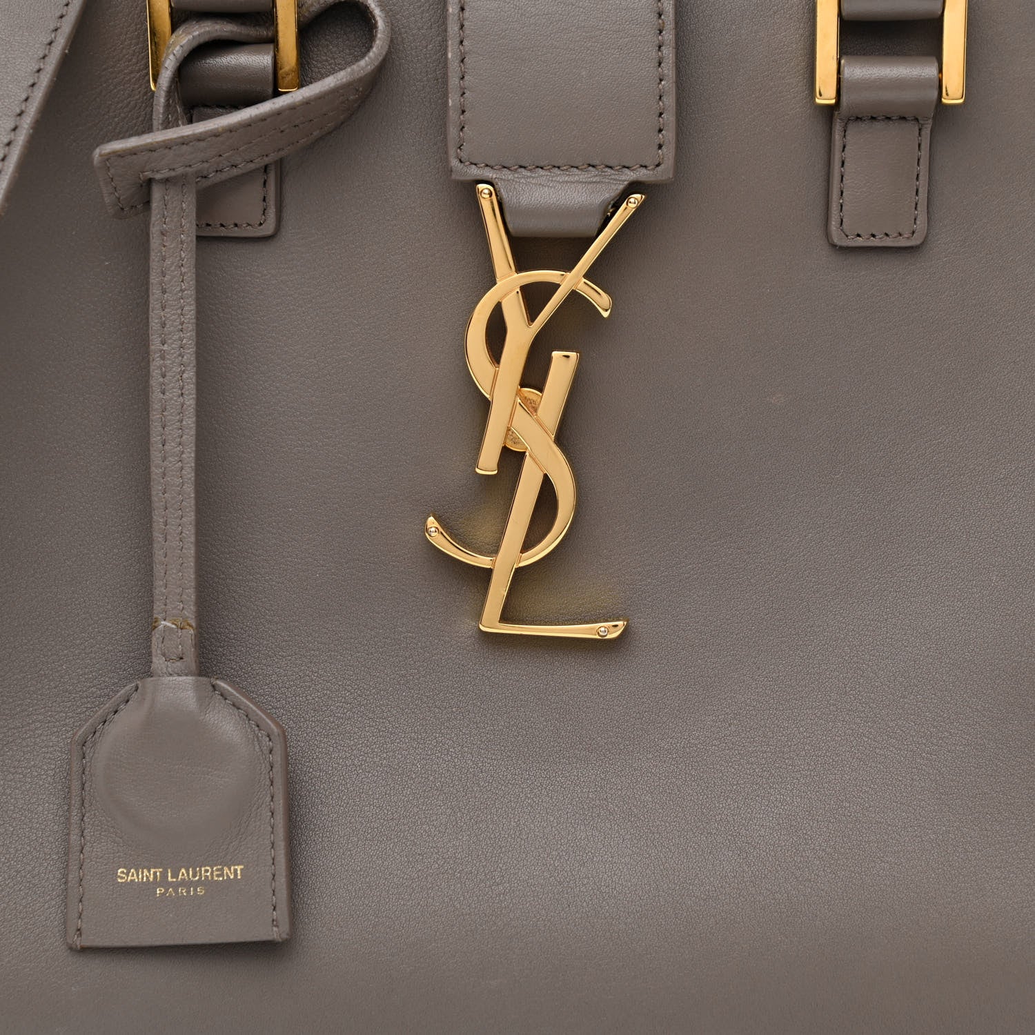 Saint Laurent Calfskin Monogram Baby Cabas Fog 8 of 17